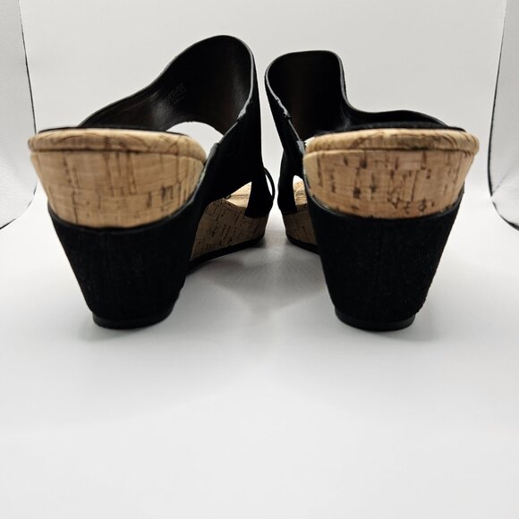 Donald J. Pliner Black Sandals with Cork Wedge - Picture 4 of 10